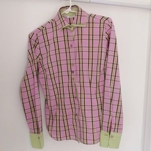 Plaid stretch cotton dress shirt